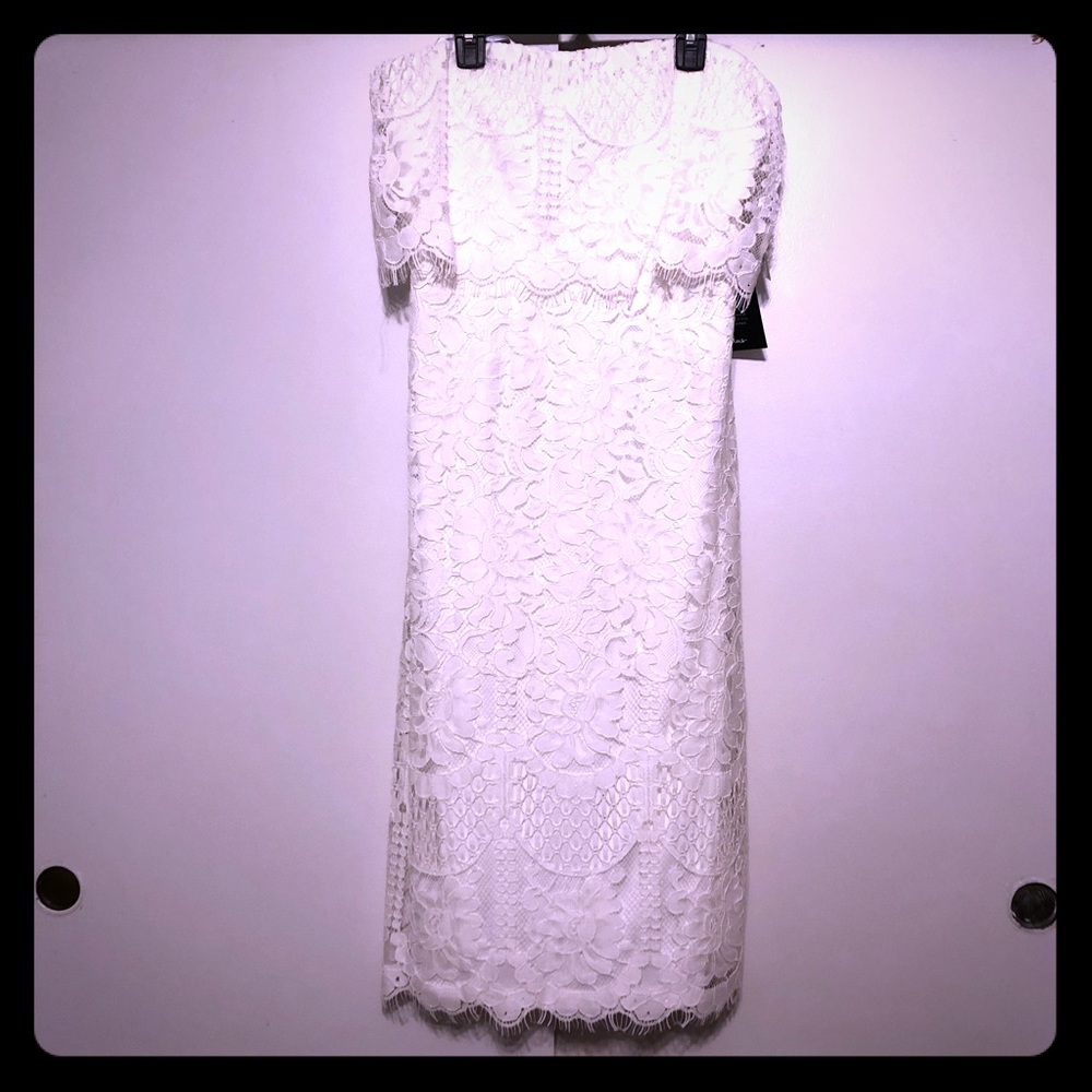NWT Lulu’s White Lace Strapless Dress